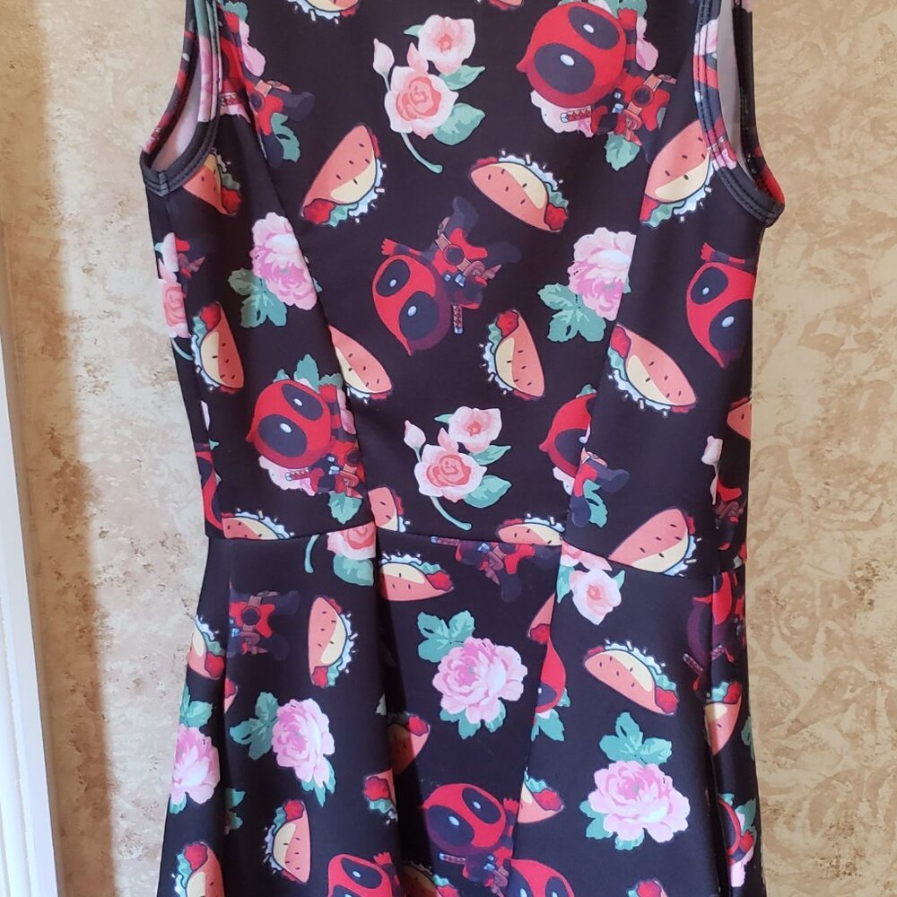 Deadpool Taco Floral print skater dress - Picture 7 of 9